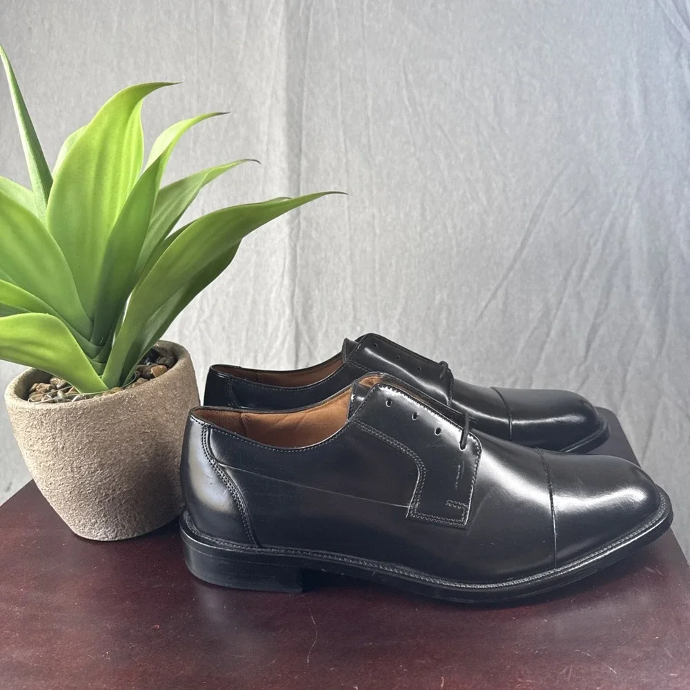 Bostonian Classics First Flex Mens Size 9.5 Cap Toe Oxford Shoes Black Leather